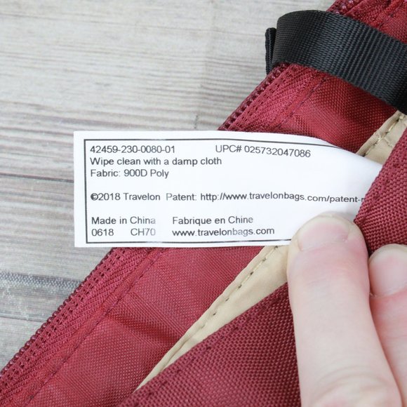 Travelon Maroon Polyester Vinyl RFID Shielded Pocket Crossbody Shoulder Bag - Picture 8 of 10